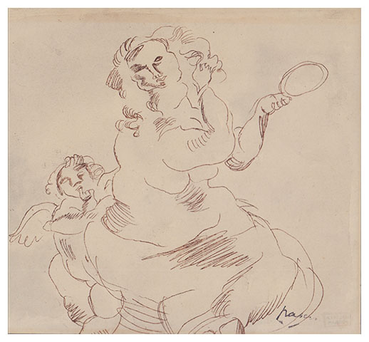 Amour et Cupidon,
drawing by Jules PASCIN
